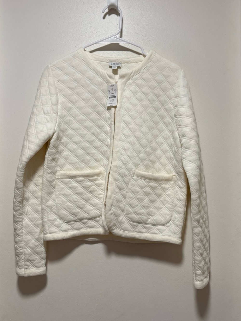 J. Crew Quilted Cream cardigan new w flaw xs winter wear preppy cozy